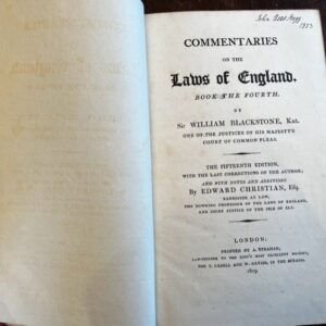 Blackstone's Commentaries on Laws of England