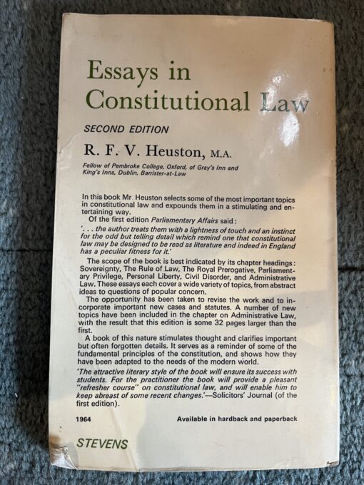 Essays in Constitutional Law - R.F.V.Heuston - Image 2