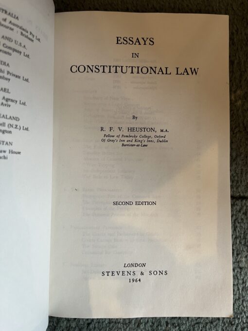 Essays in Constitutional Law - R.F.V.Heuston - Image 4
